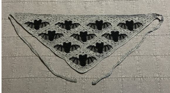 Unbranded Accessories - Gray Black Crochet Bat Triangle Bandana Hair Scarf O/S Whimsigoth Spooky